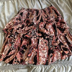 Anthropologie Myla Tiered Paisley Print Mini Skirt